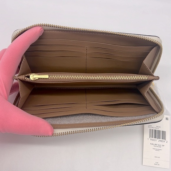 Coach Accordion Zip Wallet With Floral Print Brass/Chalk Multi - Picture 8 of 16